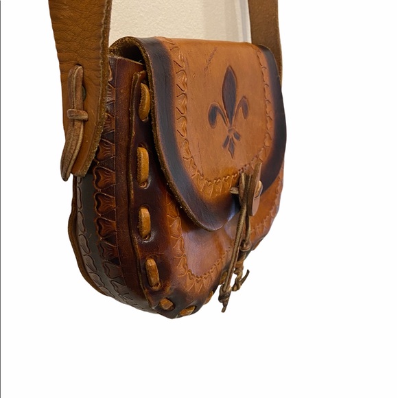 Handmade Leather Boho Vintage 90’s Crossbody Bag NWT - Picture 2 of 9